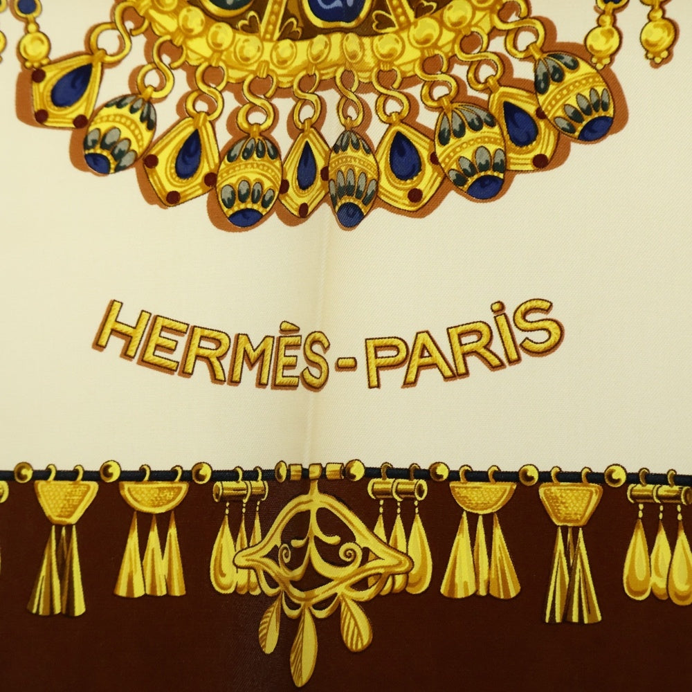 HERMES(エルメス) カレ90 砂漠のアクセサリー スカーフ ブラウン シルク