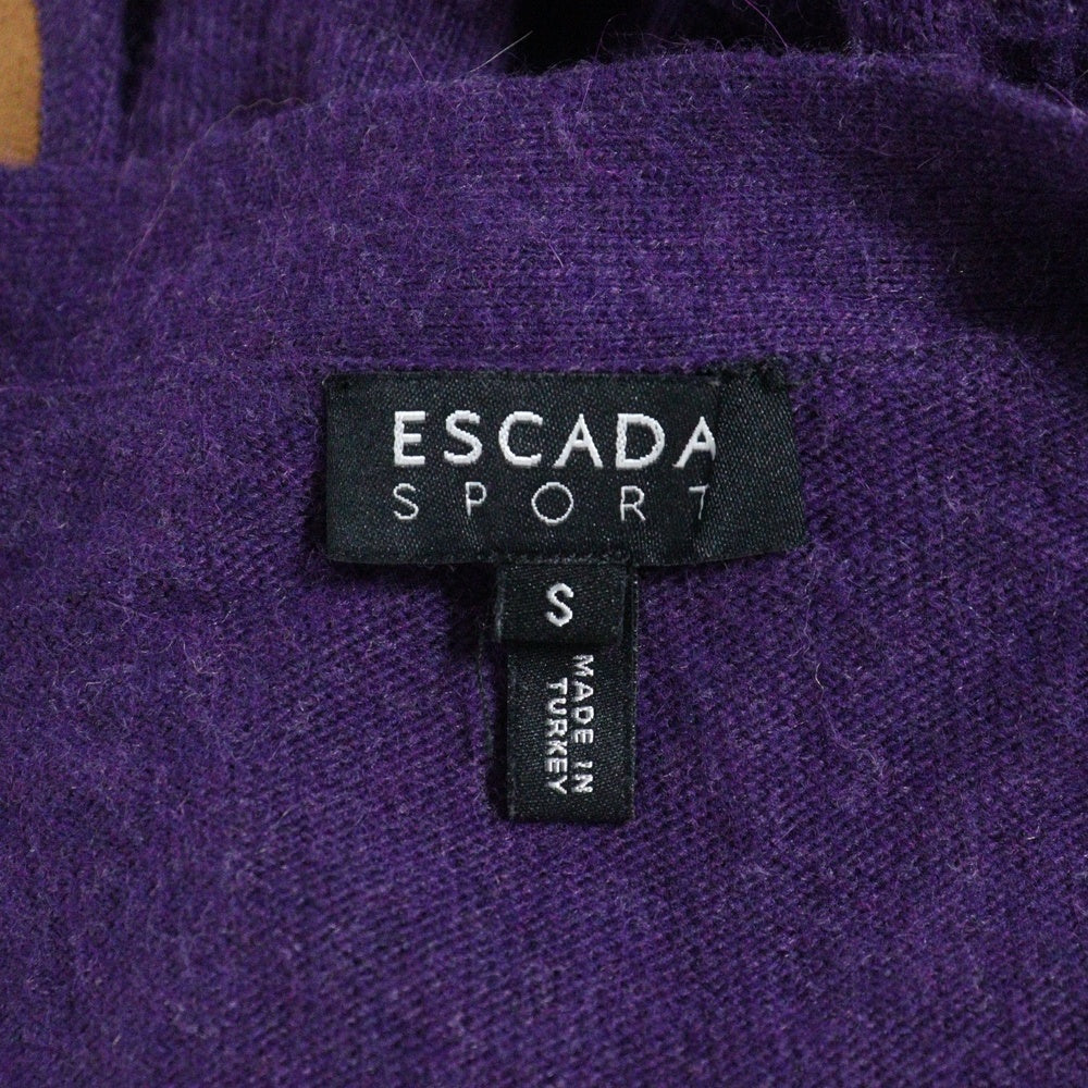 ESCADA SPORT(エスカーダ) エルボーパッチ ニットカーディガン パープル 〇