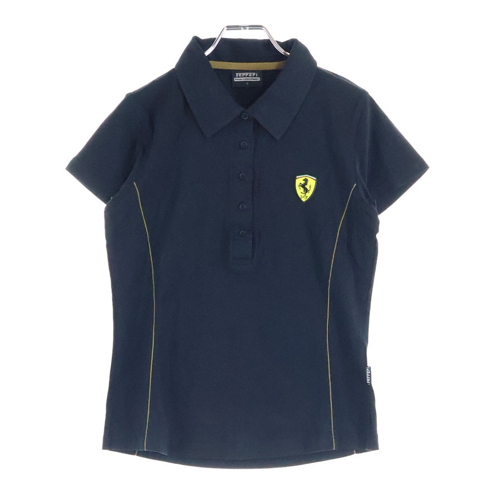 Ferrari(フェラーリ) ワッペンロゴ コットン 半袖ポロシャツ ブラック キッズ