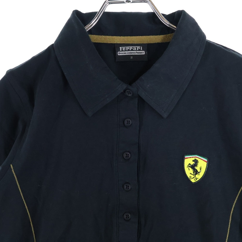 Ferrari(フェラーリ) ワッペンロゴ コットン 半袖ポロシャツ ブラック キッズ