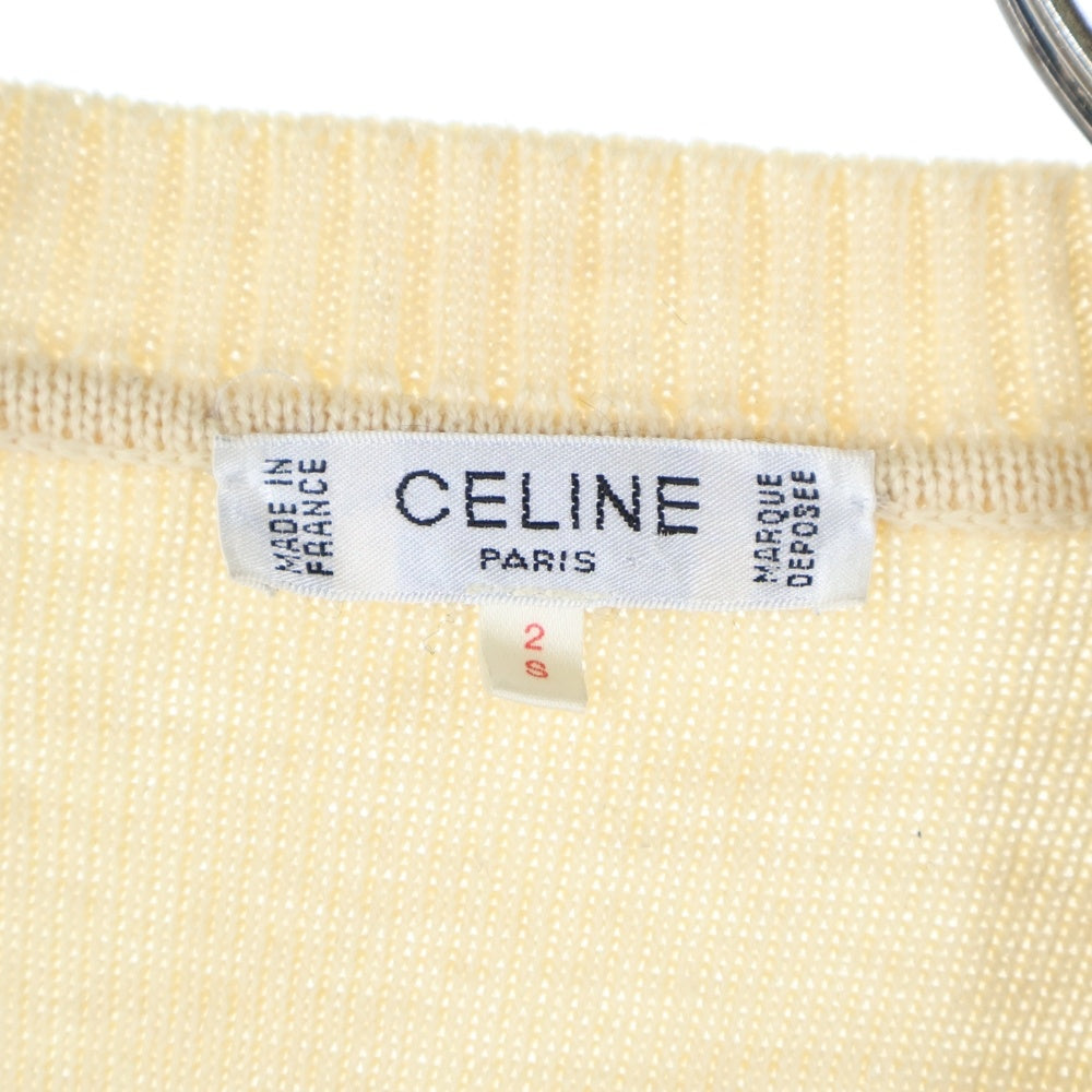 CELINE(セリーヌ) エンブレム ワッペンロゴ ゴールドボタン ウールニット カーディガン ベージュ
