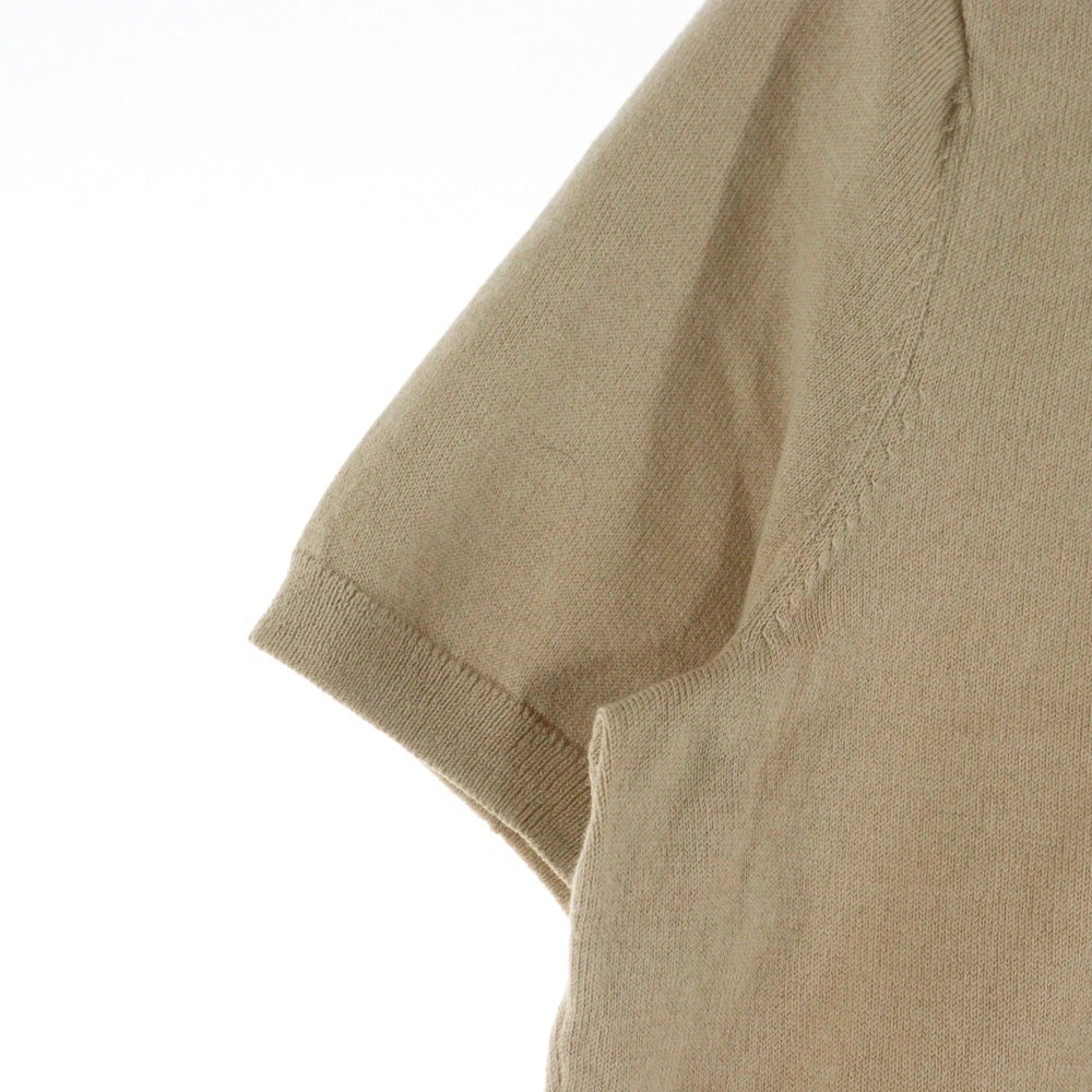 LANDS END(ランズエンド) LANDS'END ランズエンド コットンニット 半袖 クルーネック トップス ベージュ レディース