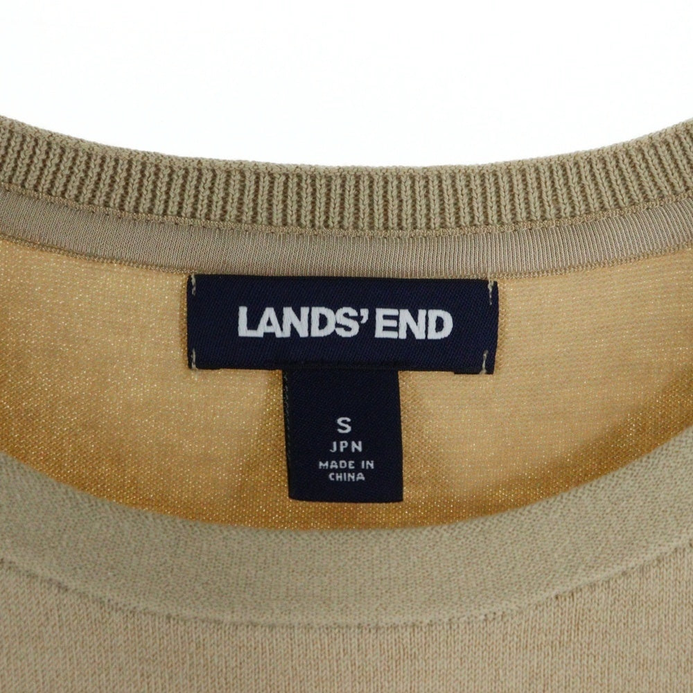 LANDS END(ランズエンド) LANDS'END ランズエンド コットンニット 半袖 クルーネック トップス ベージュ レディース