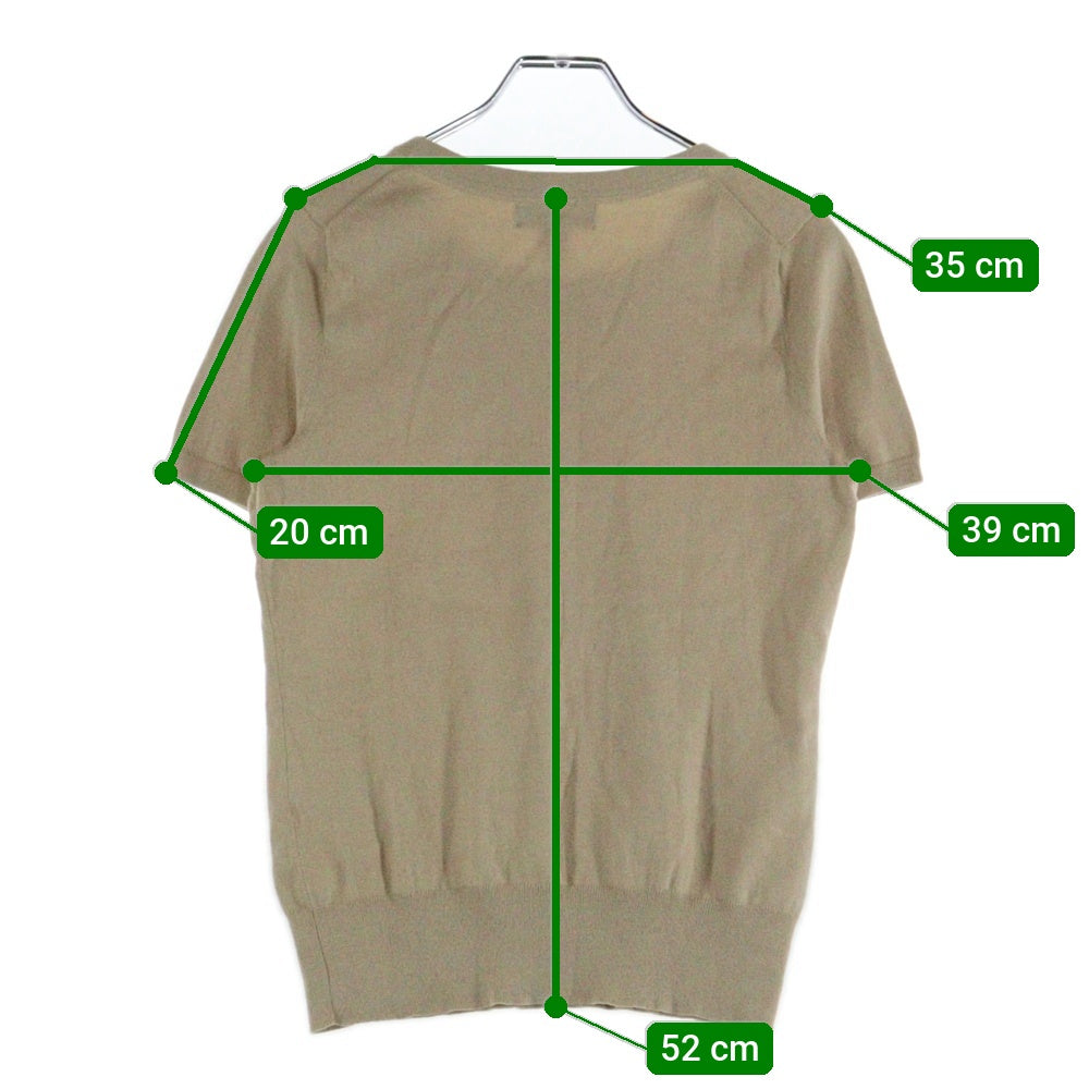 LANDS END(ランズエンド) LANDS'END ランズエンド コットンニット 半袖 クルーネック トップス ベージュ レディース