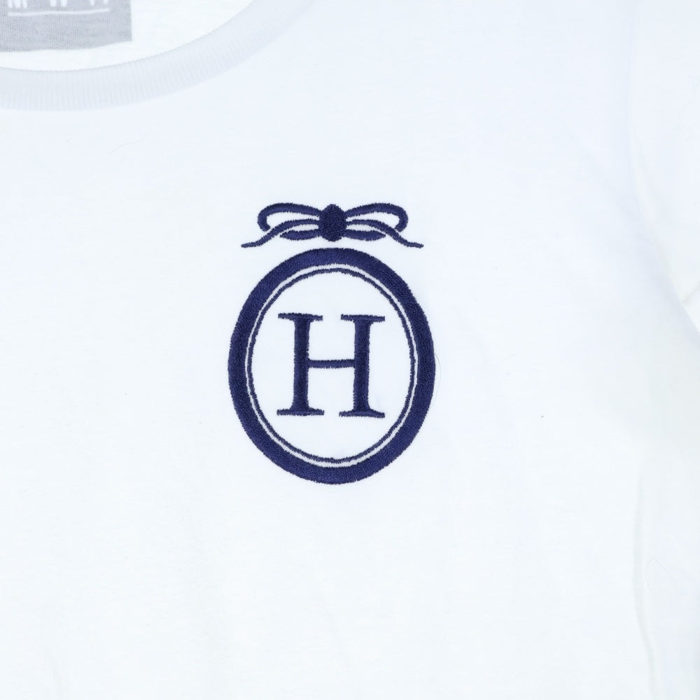 HOLLYWOODMADE(ハリウッドメイド) Hロゴ刺繍 クルーネック 半袖Tシャツ カットソー ホワイト