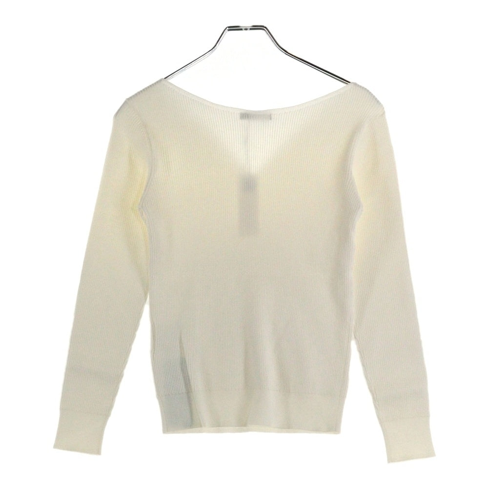 SO close(ソークロース) Vネック ロングスリーブ 長袖 プルオーバー レーヨン リブニット セーター ホワイト レディース