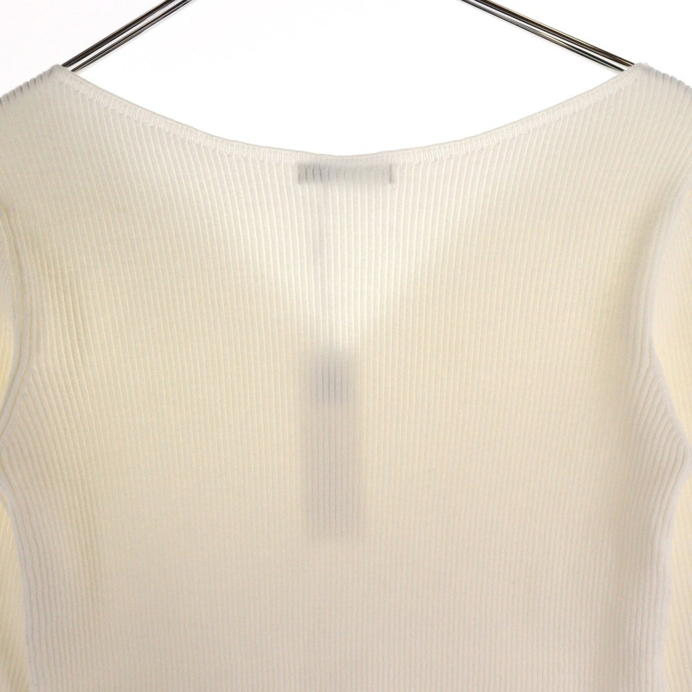 SO close(ソークロース) Vネック ロングスリーブ 長袖 プルオーバー レーヨン リブニット セーター ホワイト レディース