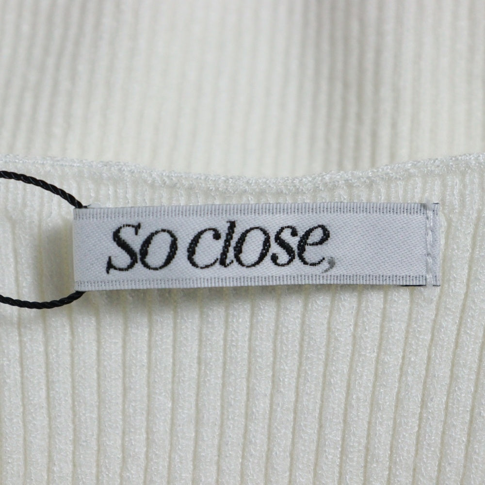 SO close(ソークロース) Vネック ロングスリーブ 長袖 プルオーバー レーヨン リブニット セーター ホワイト レディース