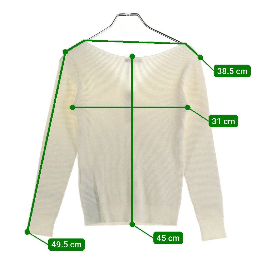 SO close(ソークロース) Vネック ロングスリーブ 長袖 プルオーバー レーヨン リブニット セーター ホワイト レディース