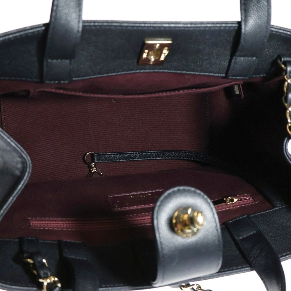 CHANEL(シャネル) ビジネスアフィニティ キャビアスキンレザー 2WAYハンドバッグ チェーンショルダーバッグ ゴールド金具 ブラック