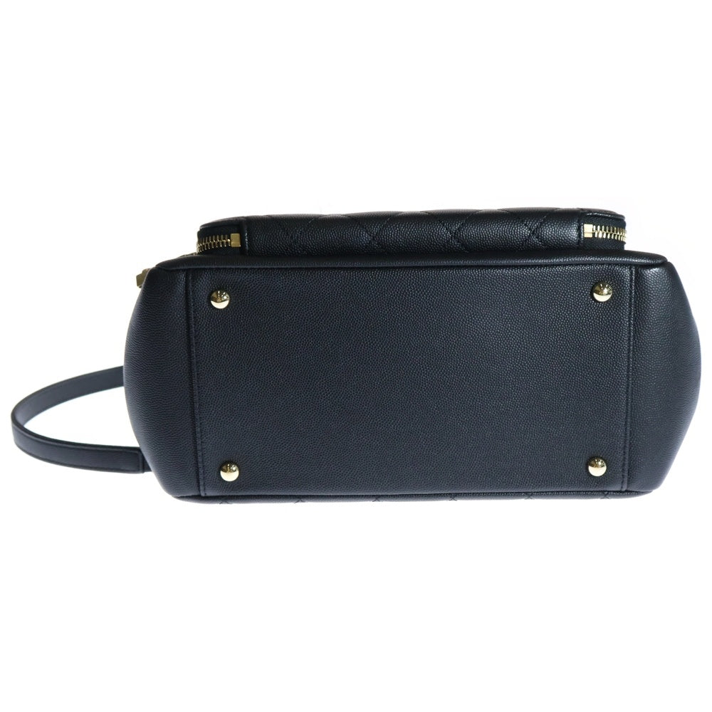 CHANEL(シャネル) ビジネスアフィニティ キャビアスキンレザー 2WAYハンドバッグ チェーンショルダーバッグ ゴールド金具 ブラック