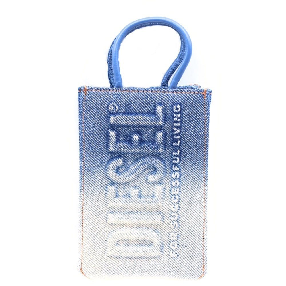 DIESEL(ディーゼル) DSLショッパー 2wayバック フォンポーチ フォンショルダーバッグ ミニバッグ インディゴブルー シルバー金具 デニム X09723 P5499