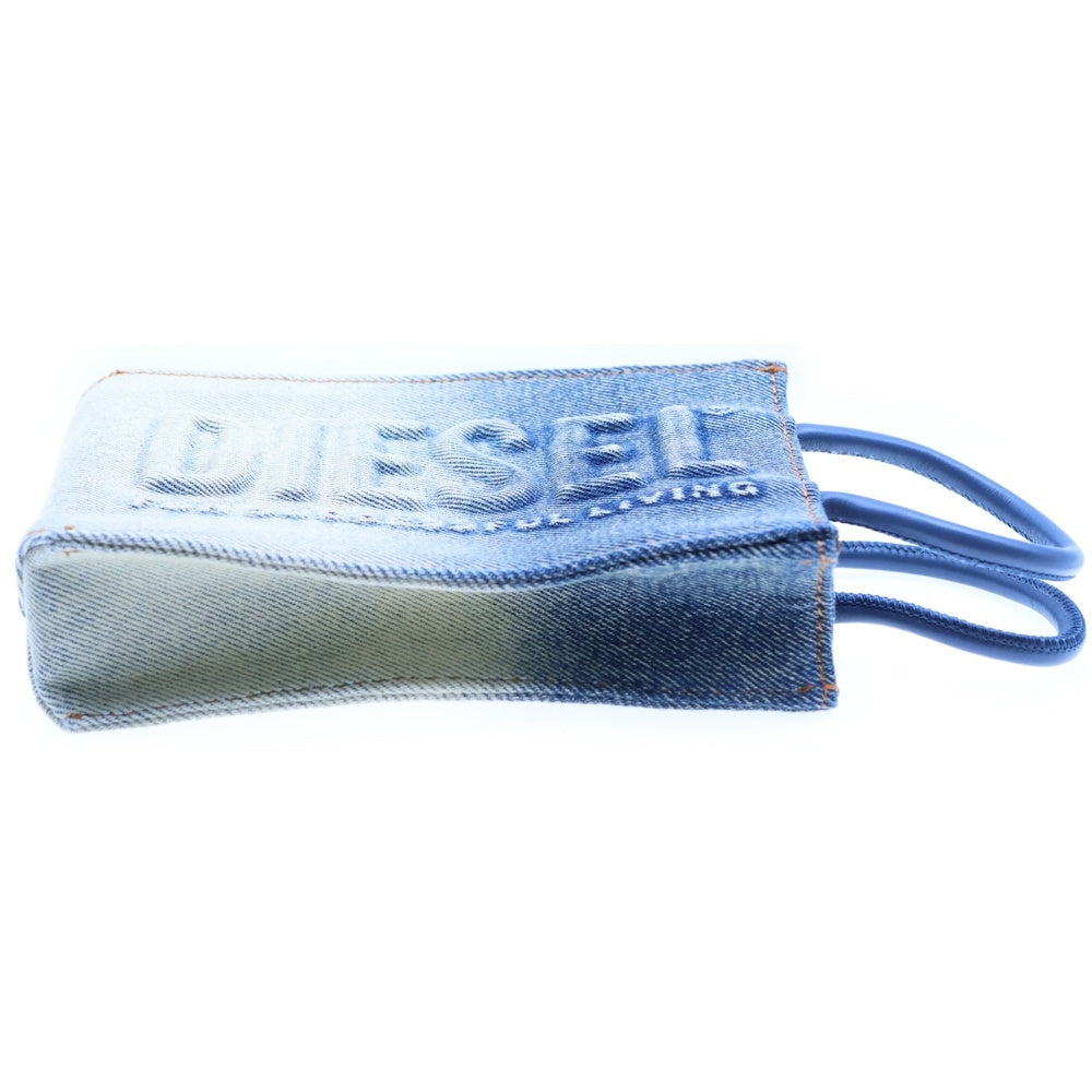 DIESEL(ディーゼル) DSLショッパー 2wayバック フォンポーチ フォンショルダーバッグ ミニバッグ インディゴブルー シルバー金具 デニム X09723 P5499