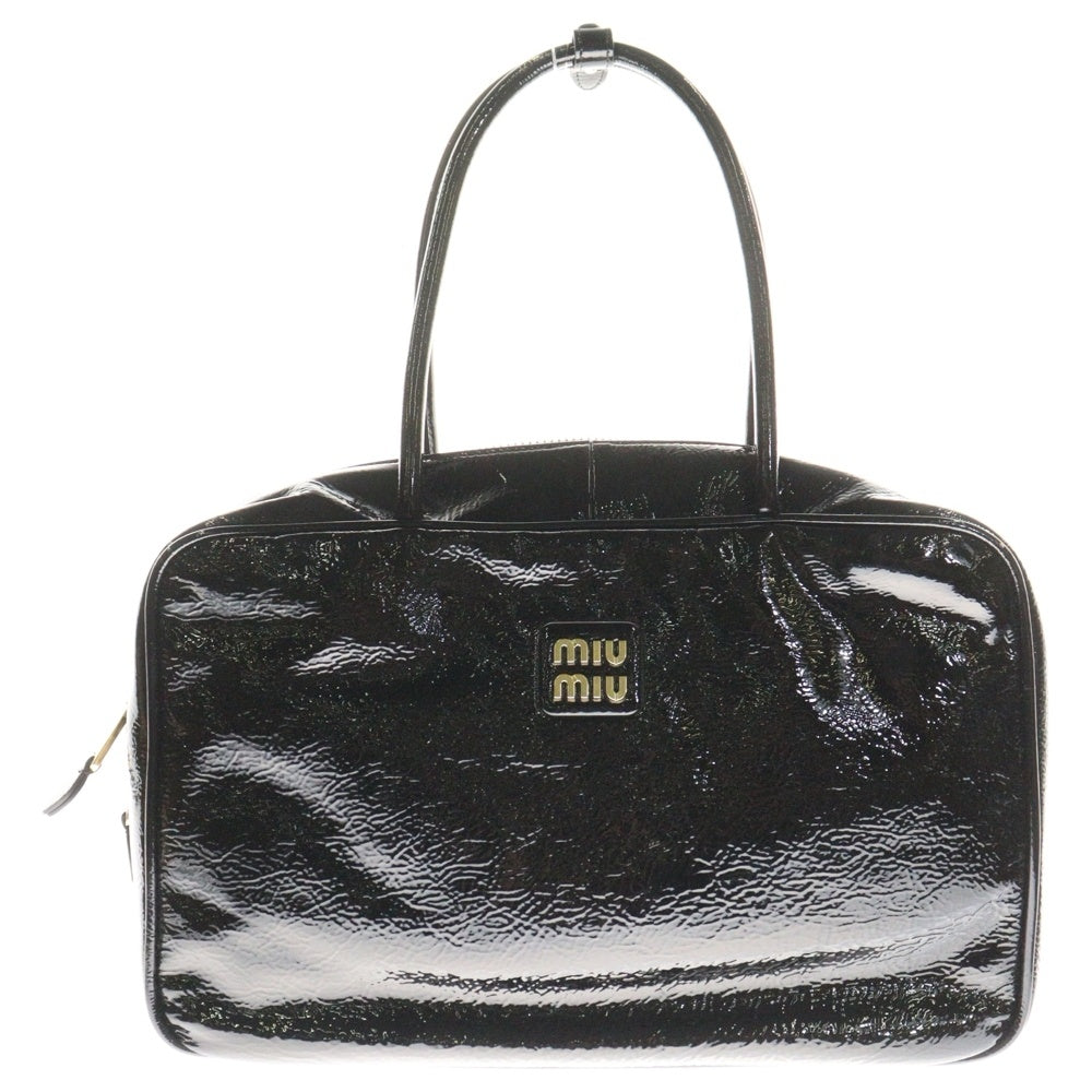 miumiu(ミュウミュウ) ボー ロゴ レザーハンドバッグ ブラック レディース 5BB117
