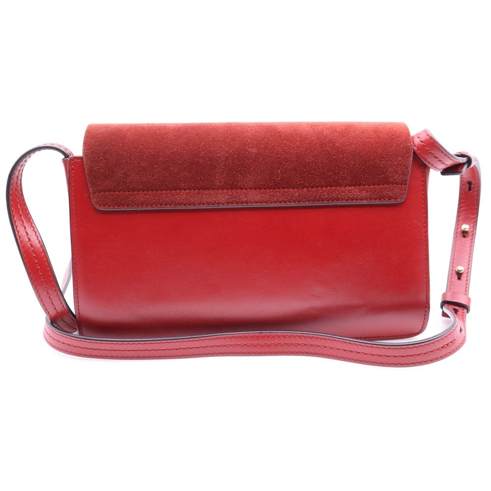 Chloe(クロエ) チェーンショルダーバック レッド レザー×スウェード ゴールド金具