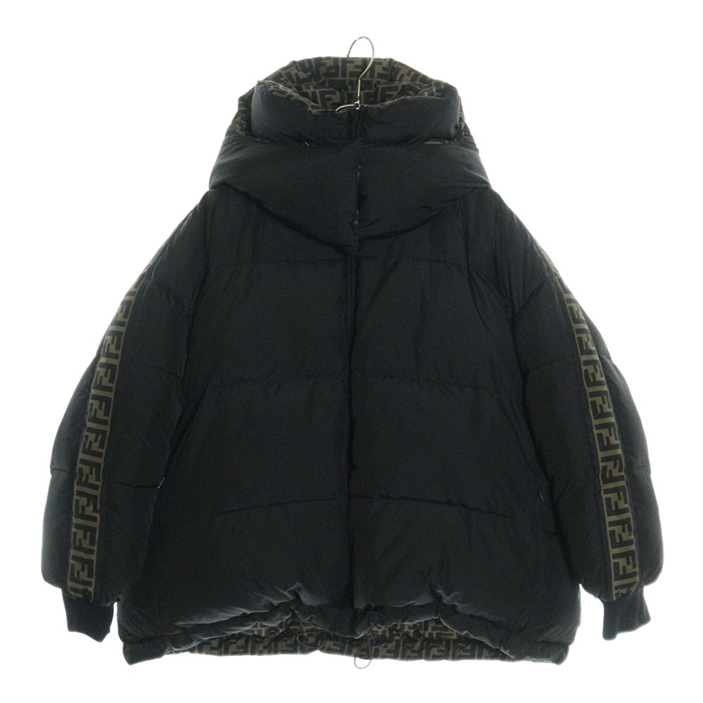 FENDI(フェンディ) ズッカ柄 リバーシブル フーデッド ダウンジャケット ブラック/ブラウン FAA439 AB3P