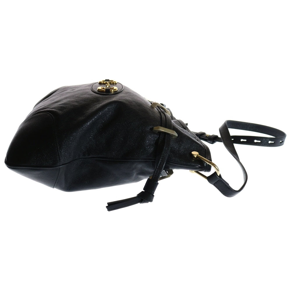 GUCCI(グッチ) ホースビット1955 ドローストリング レザー ショルダーバッグ ゴールド金具 ブラック 602089