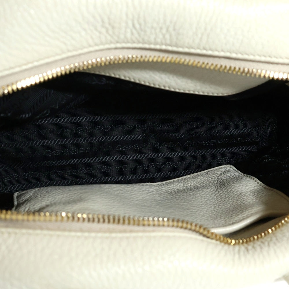 PRADA(プラダ) ヴィッテロダイノソフト パンチングレザー ロゴ 2WAY トップハンドル ショルダー バッグ ゴールド金具 ホワイト 1BB078