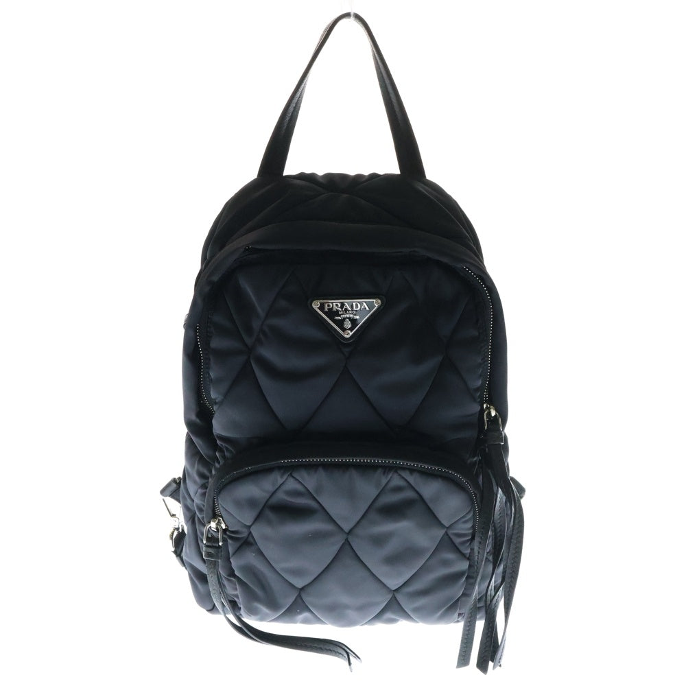 PRADA(プラダ) インプントゥ ナイロン ボディ ショルダー バッグ トライアングルロゴプレート シルバー金具 ブラック
