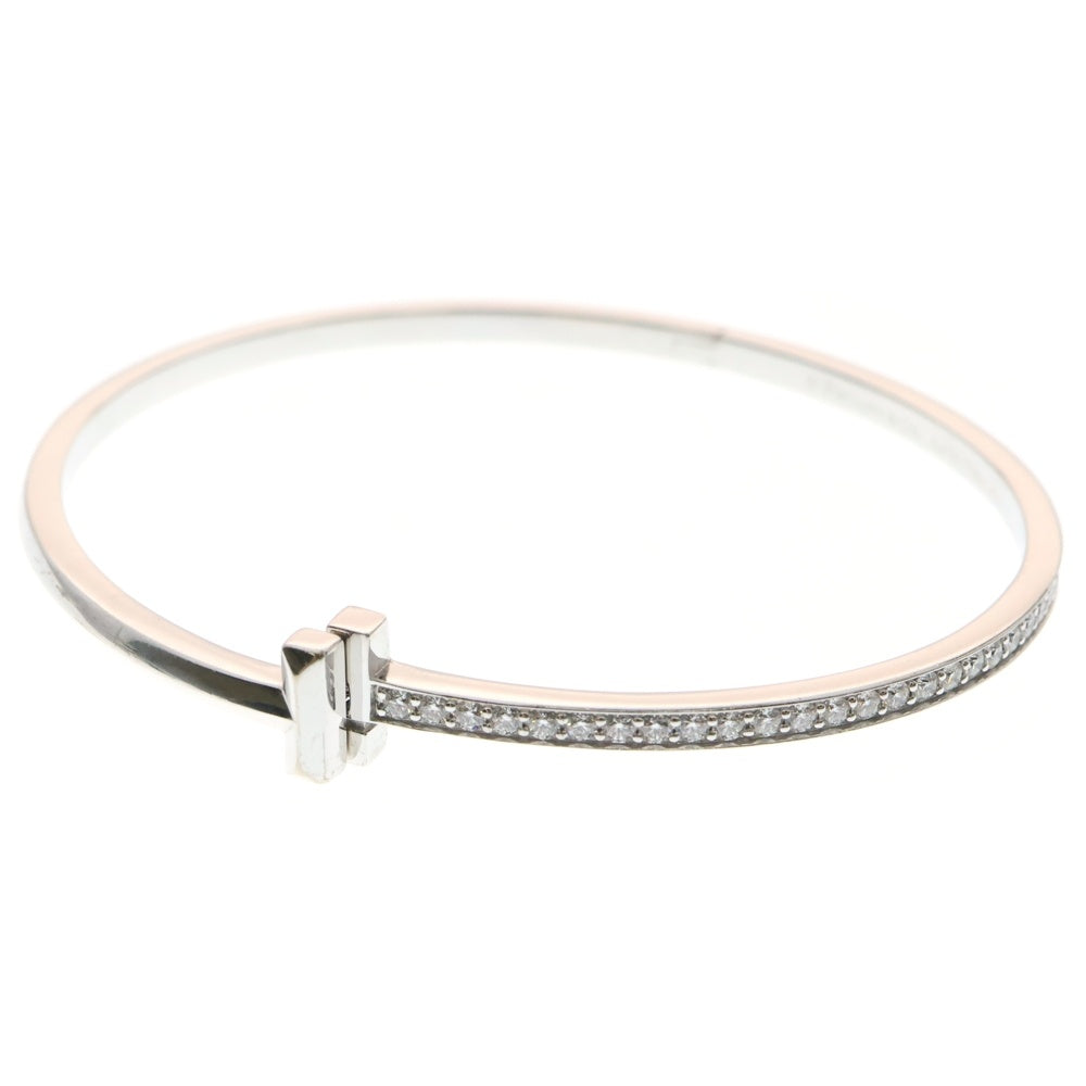 TIFFANY&Co(ティファニー) Tワン ナロー ブレスレット ハーフパヴェダイヤ Au750 K18 WG ホワイトゴールド