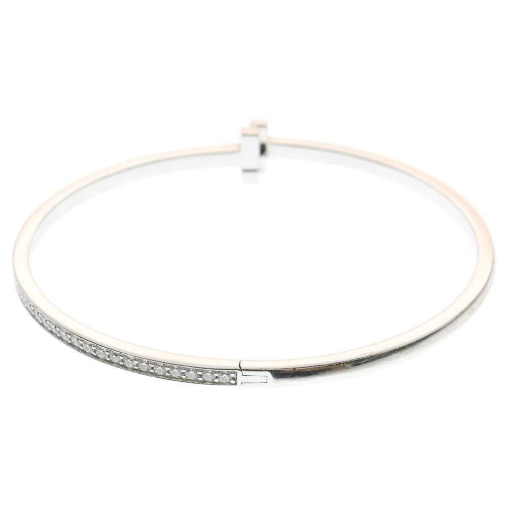 TIFFANY&Co(ティファニー) Tワン ナロー ブレスレット ハーフパヴェダイヤ Au750 K18 WG ホワイトゴールド
