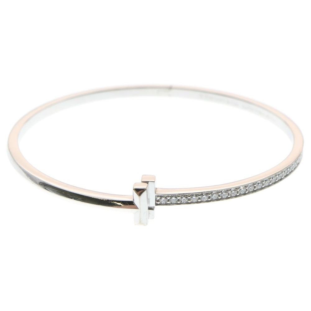 TIFFANY&Co(ティファニー) Tワン ナロー ブレスレット ハーフパヴェダイヤ Au750 K18 WG ホワイトゴールド