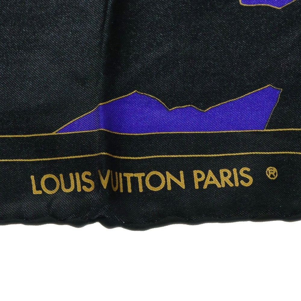 LOUIS VUITTON(ルイヴィトン) カレ90 シルク スカーフ ブラック×パープル