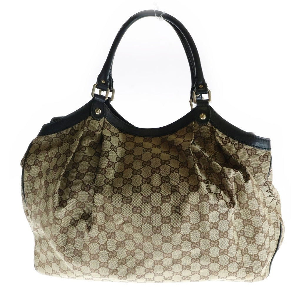 GUCCI(グッチ) スーキー グッチシマ キャンバス×レザー ハンドバッグ ブラウン PVCレザー 211948