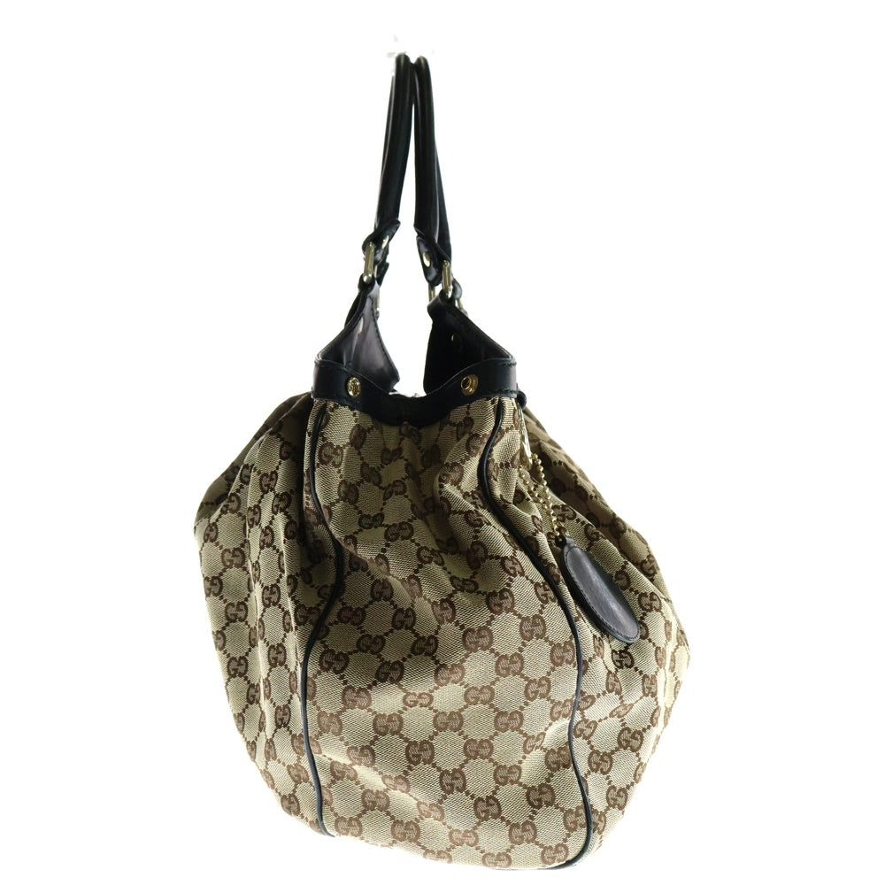 GUCCI(グッチ) スーキー グッチシマ キャンバス×レザー ハンドバッグ ブラウン PVCレザー 211948