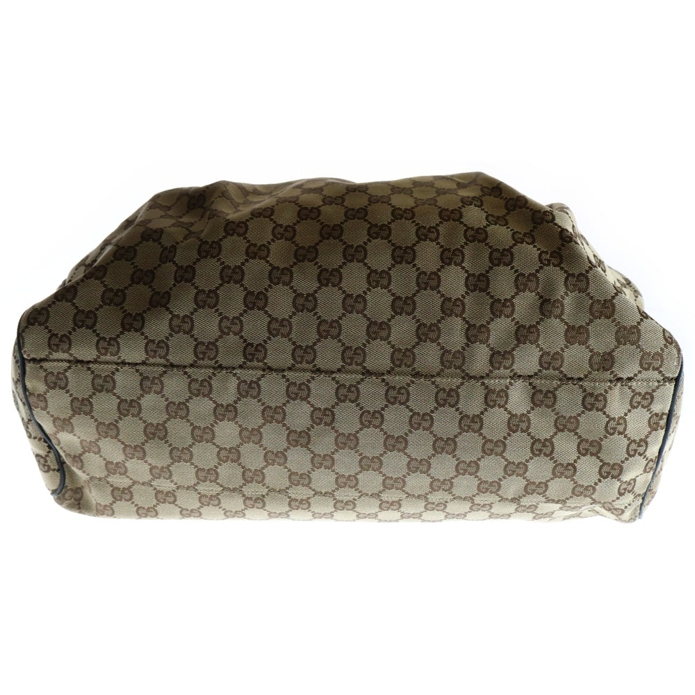 GUCCI(グッチ) スーキー グッチシマ キャンバス×レザー ハンドバッグ ブラウン PVCレザー 211948