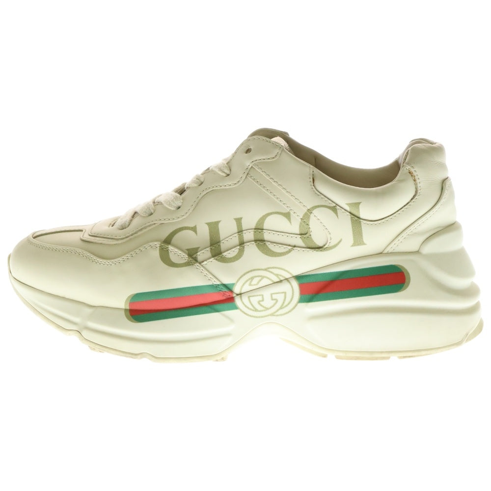 GUCCI(グッチ) Rhyton ライトン インターロッキングG ロゴプリント ローカットスニーカー ベージュ レディース 500877 36.5/23.5cm