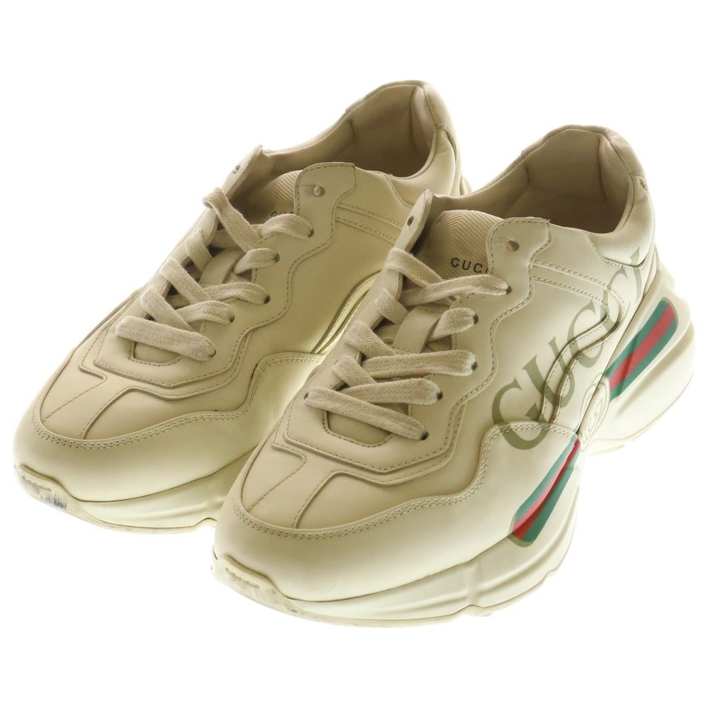 GUCCI(グッチ) Rhyton ライトン インターロッキングG ロゴプリント ローカットスニーカー ベージュ レディース 500877 36.5/23.5cm