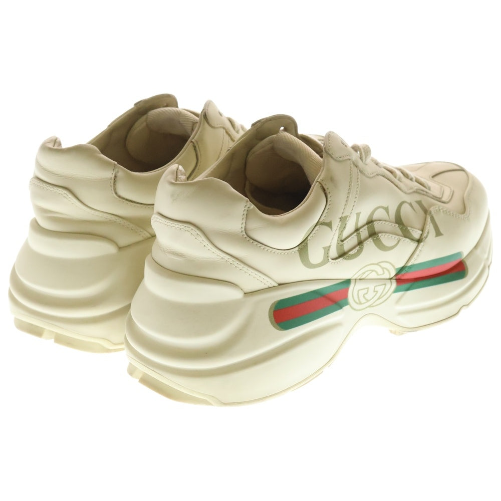 GUCCI(グッチ) Rhyton ライトン インターロッキングG ロゴプリント ローカットスニーカー ベージュ レディース 500877 36.5/23.5cm