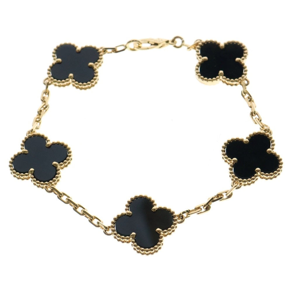 Van Cleef & Arpels(ヴァンクリーフアンドアーペル) ヴィンテージ アルハンブラ ブレスレット 5モチーフ オニキス Au750 YG イエローゴールド VCARA41300 ジュエリー アクセサリー