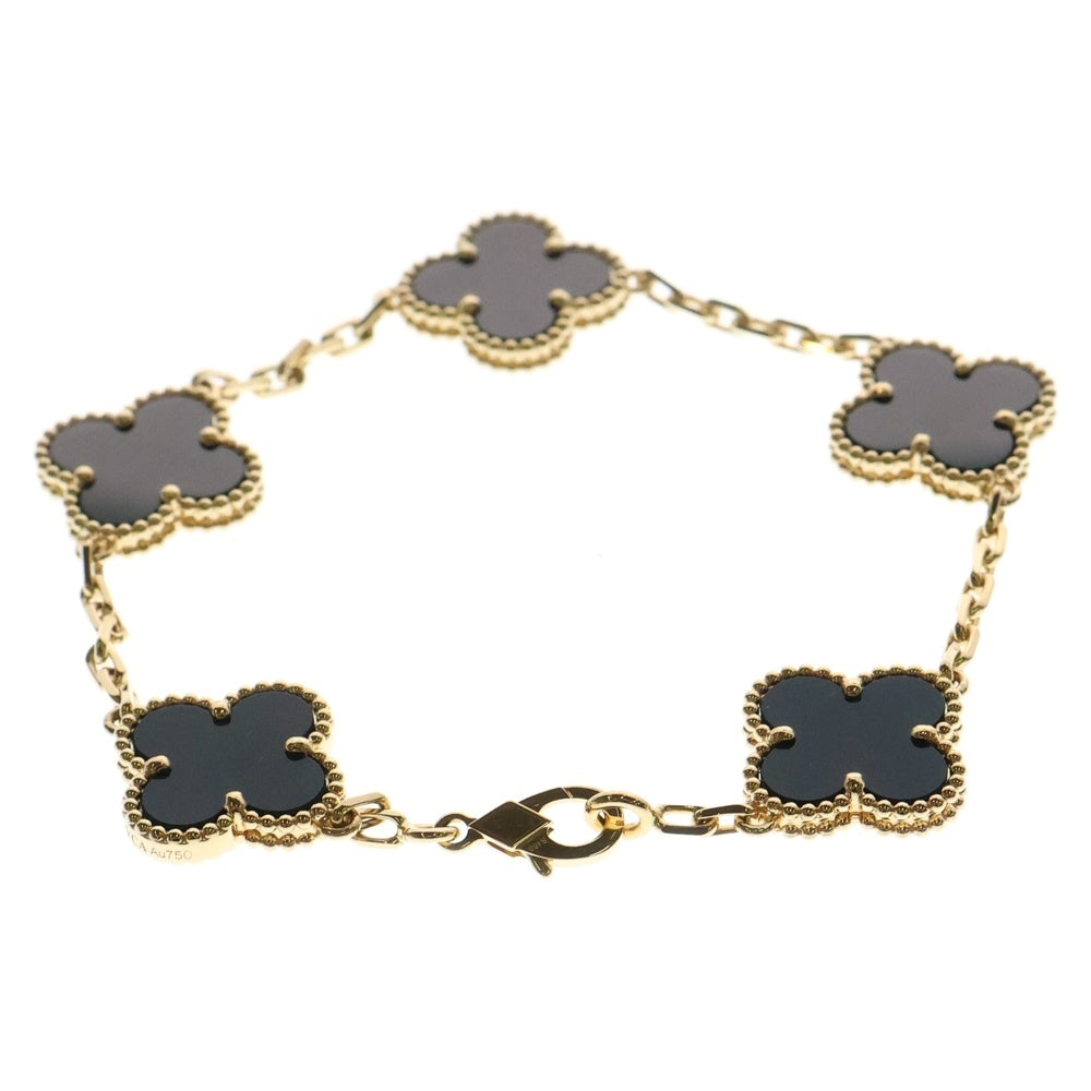 Van Cleef & Arpels(ヴァンクリーフアンドアーペル) ヴィンテージ アルハンブラ ブレスレット 5モチーフ オニキス Au750 YG イエローゴールド VCARA41300 ジュエリー アクセサリー