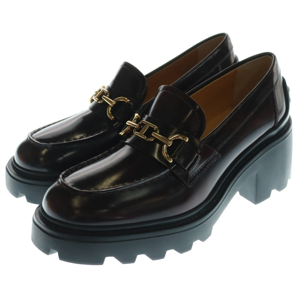 TOD'S(トッズ) Sandals Tロゴ レザー チェーン ビットローファー 厚底シューズ ブラウン レディース XXW08D0IS60SHAR810