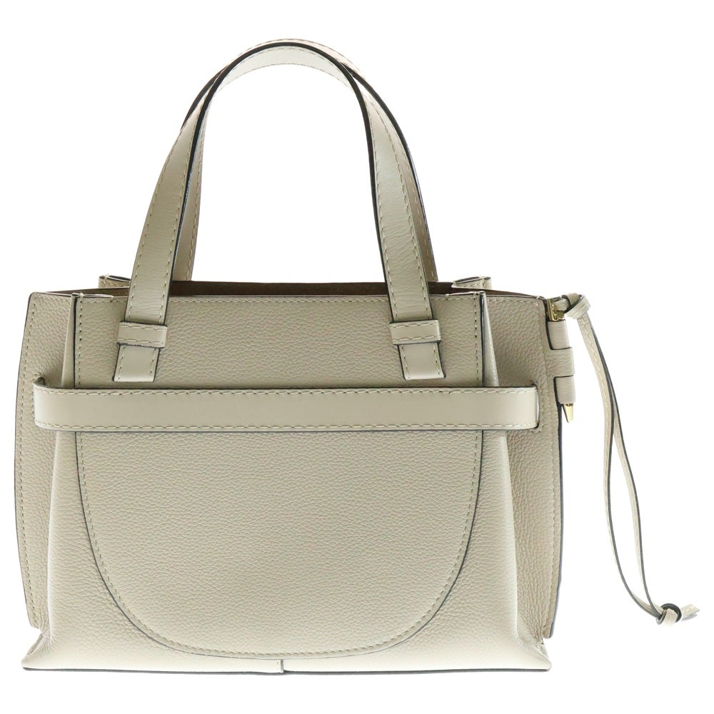 LOEWE(ロエベ) ゲートトップハンドル ミニ アナグラムロゴ レザー 2WAY ハンド ショルダーバッグ ゴールド金具 ベージュ