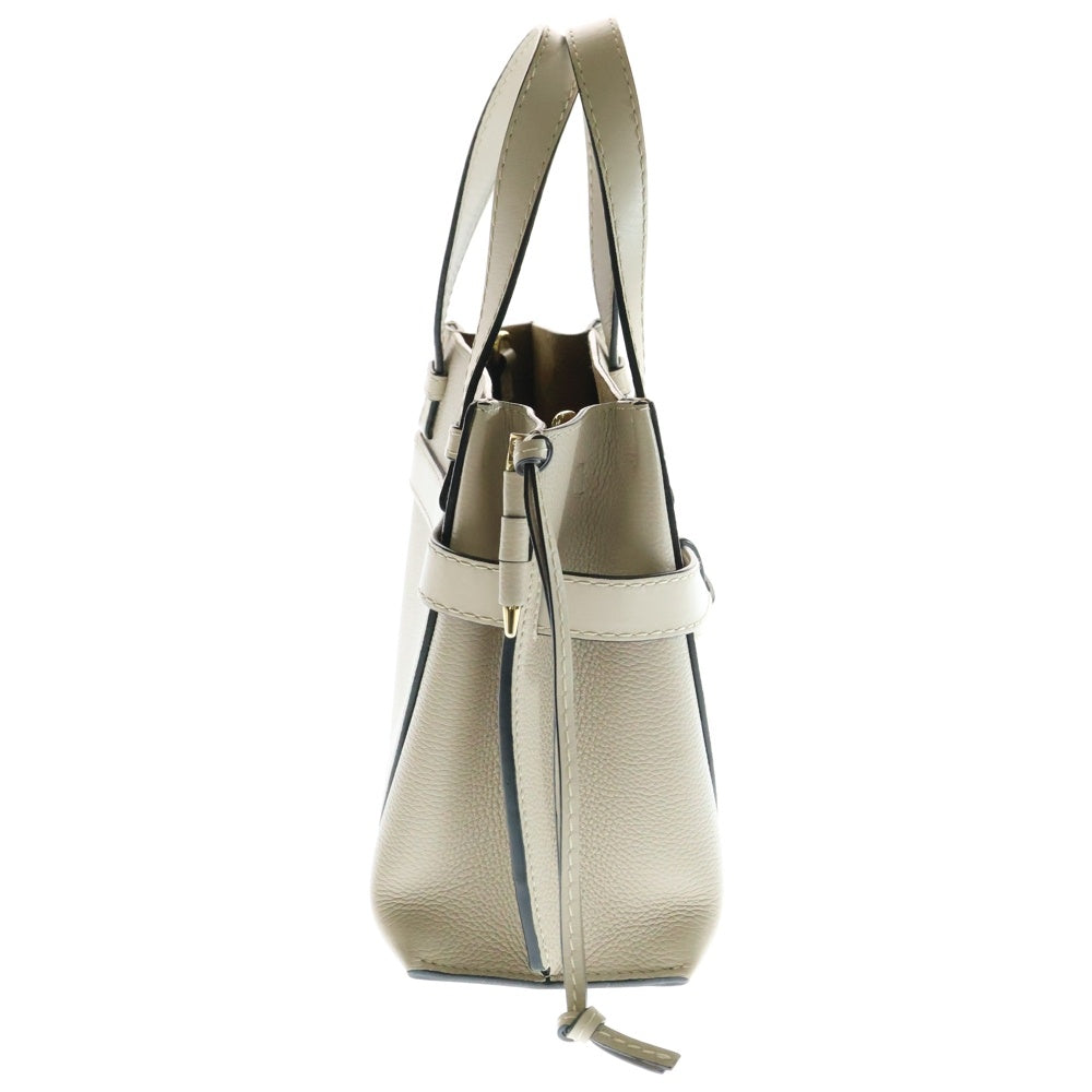 LOEWE(ロエベ) ゲートトップハンドル ミニ アナグラムロゴ レザー 2WAY ハンド ショルダーバッグ ゴールド金具 ベージュ