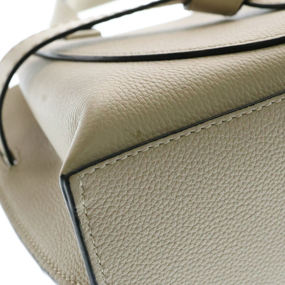 LOEWE(ロエベ) ゲートトップハンドル ミニ アナグラムロゴ レザー 2WAY ハンド ショルダーバッグ ゴールド金具 ベージュ