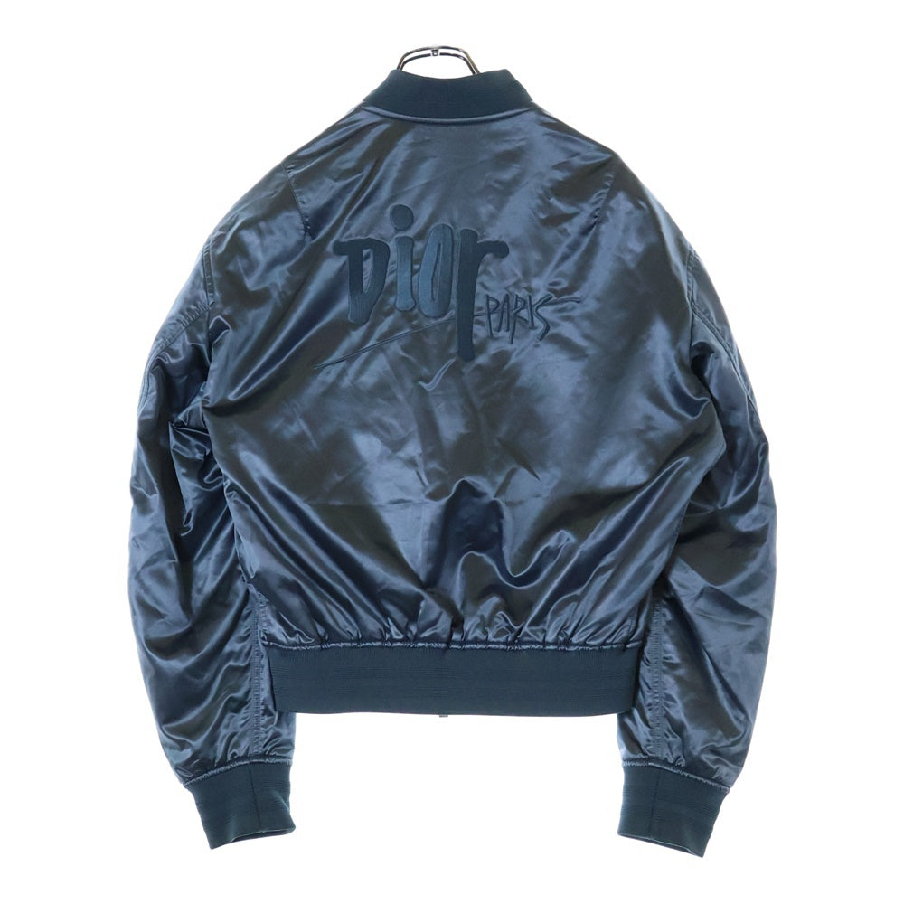 DIOR(ディオール) 20AW×Shawn Stussy ショーンステューシー バックロゴ刺繍ボンバージャケット MA-1 943C439D4878 ブルー