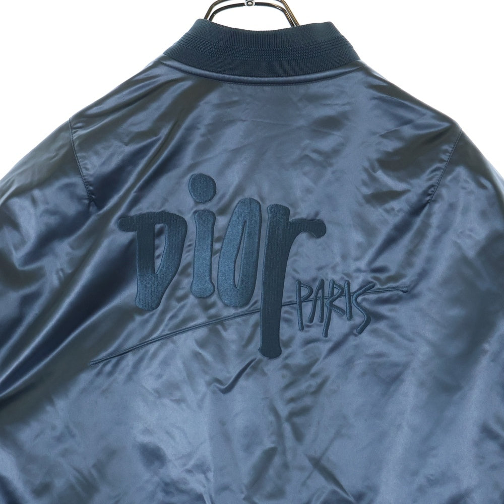 DIOR(ディオール) 20AW×Shawn Stussy ショーンステューシー バックロゴ刺繍ボンバージャケット MA-1 943C439D4878 ブルー