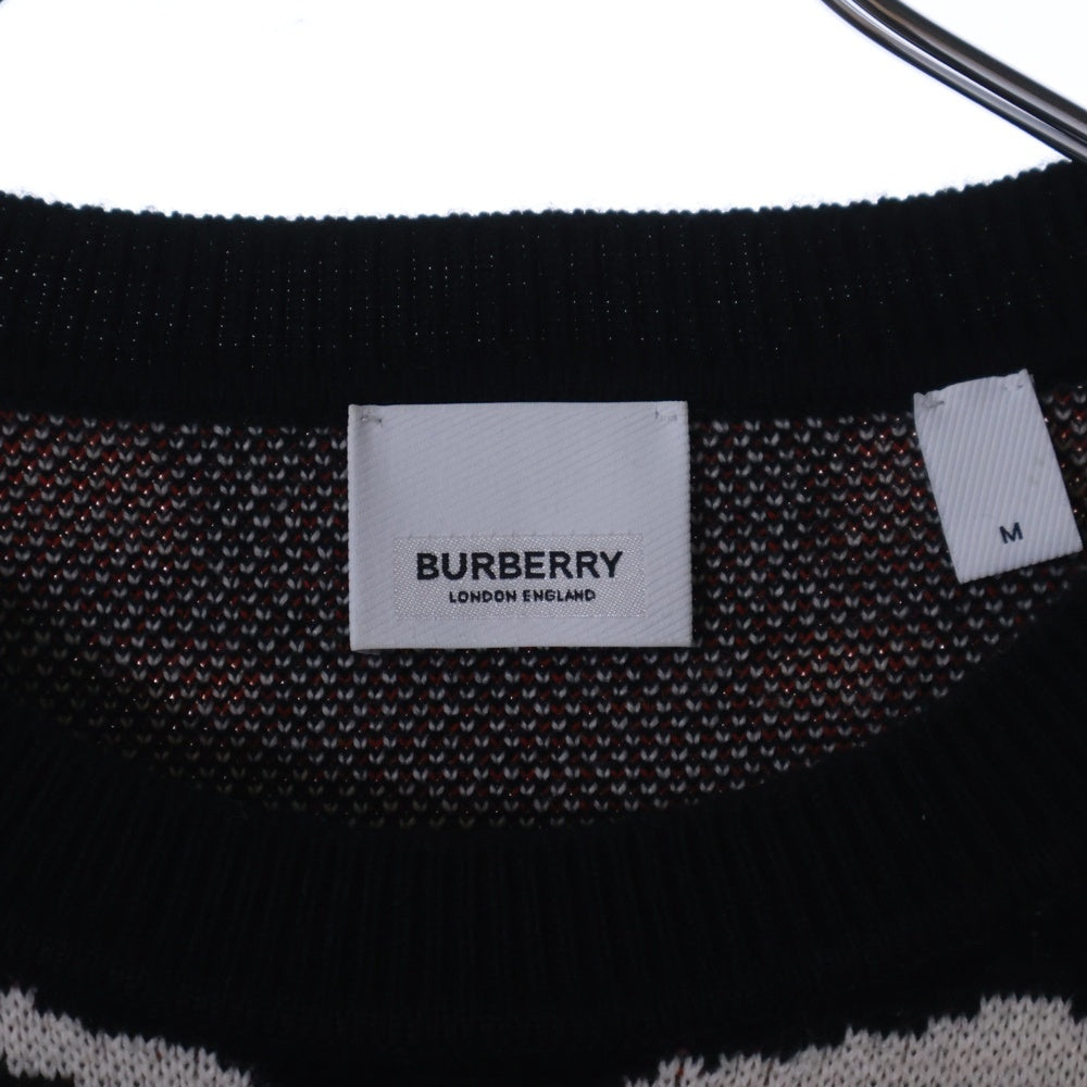 BURBERRY(バーバリー) ゼブラ総柄 ロゴ ジャガード ウール ニット セーター ブラック/ホワイト 8029410