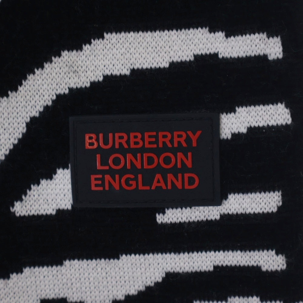 BURBERRY(バーバリー) ゼブラ総柄 ラバーロゴワッペン ジャガード ウール ニット ショート ハーフパンツ ショーツ ブラック/ホワイト 8029411