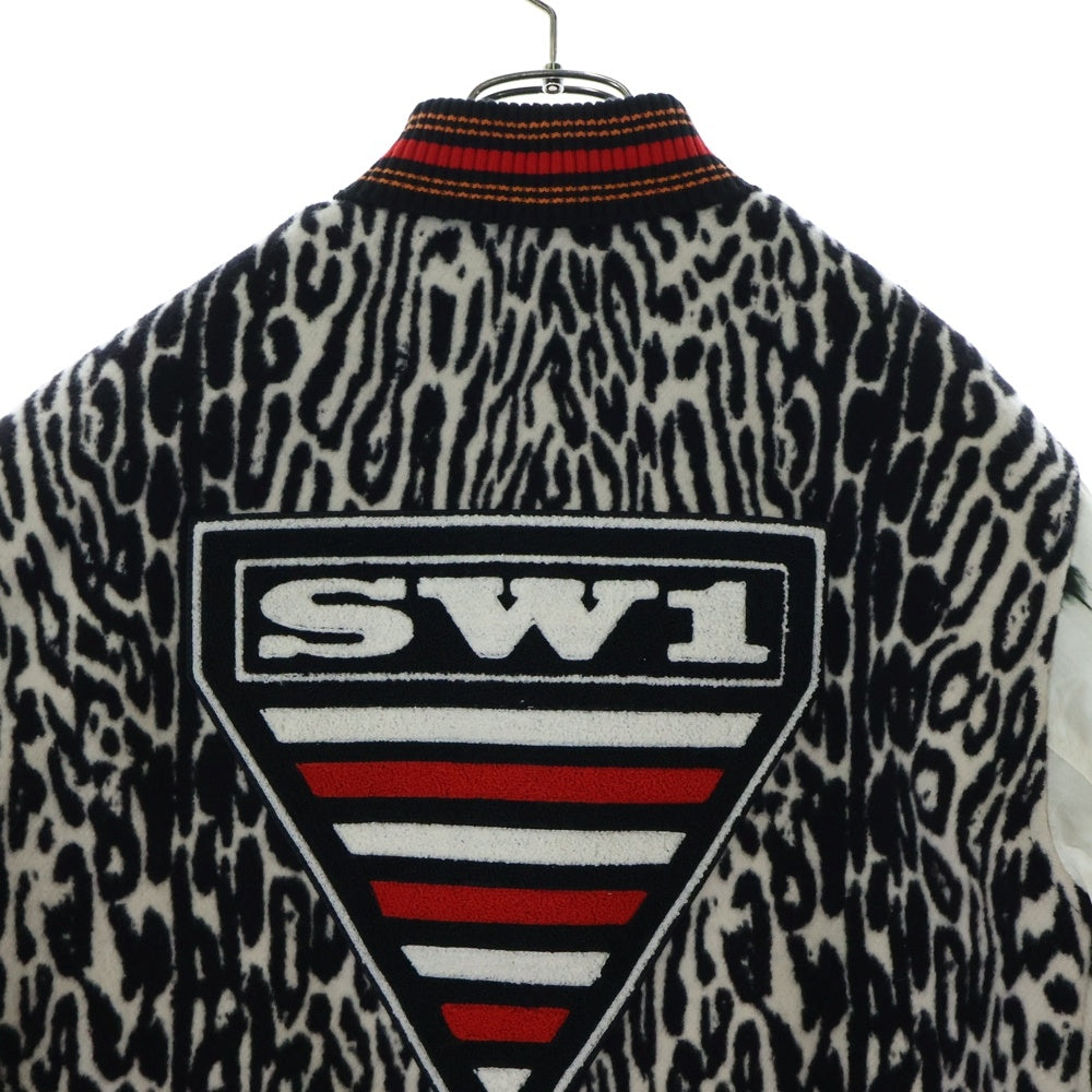 BURBERRY(バーバリー) 20年リゾートコレクション ワッペンロゴウールスタジャン ナイロンスリーブブルゾン ゼブラ×ダルメシアン柄 ブラック×ホワイト×レッド 8025114