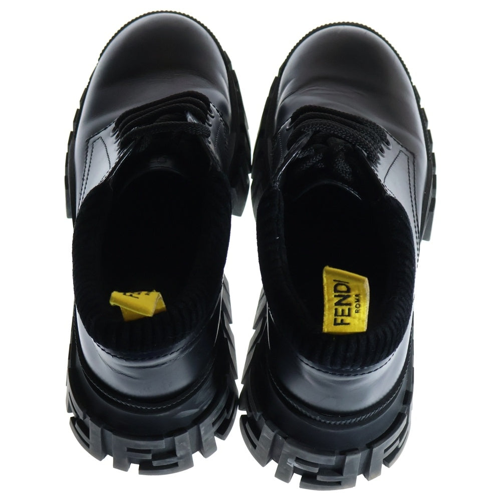 FENDI(フェンディ) FFロゴ FORCE フォース プラットフォーム レザーシューズ 革靴 ブラック レディース 1395