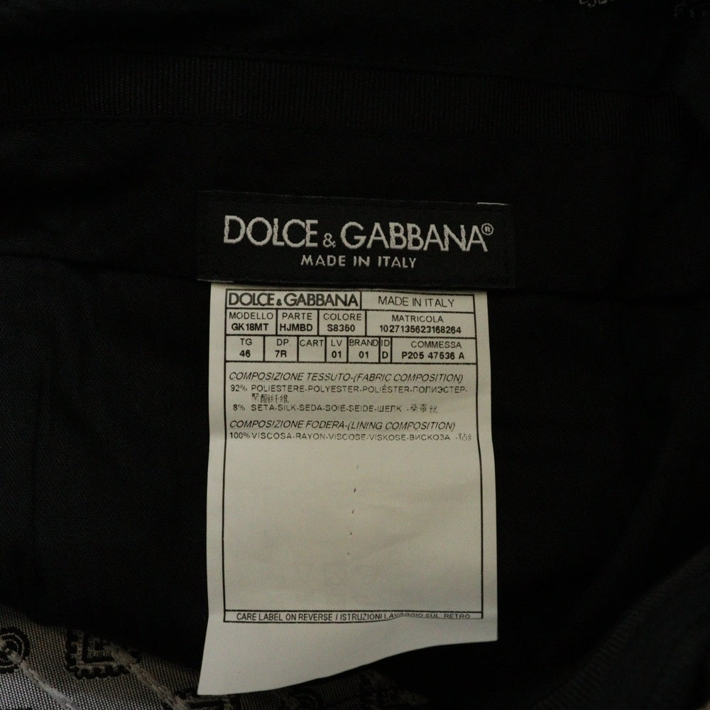DOLCE & GABBANA(ドルチェアンドガッバーナ) スーツ セットアップ ブラック×ホワイト ポリエステル 総柄 サイズ46