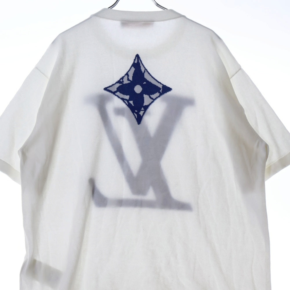 LOUIS VUITTON(ルイヴィトン) 24SS LV SKI スキー ロゴ ジャガード 半袖 コットン ニット セーター ホワイト/ブルー RM241M AUR HQN13W