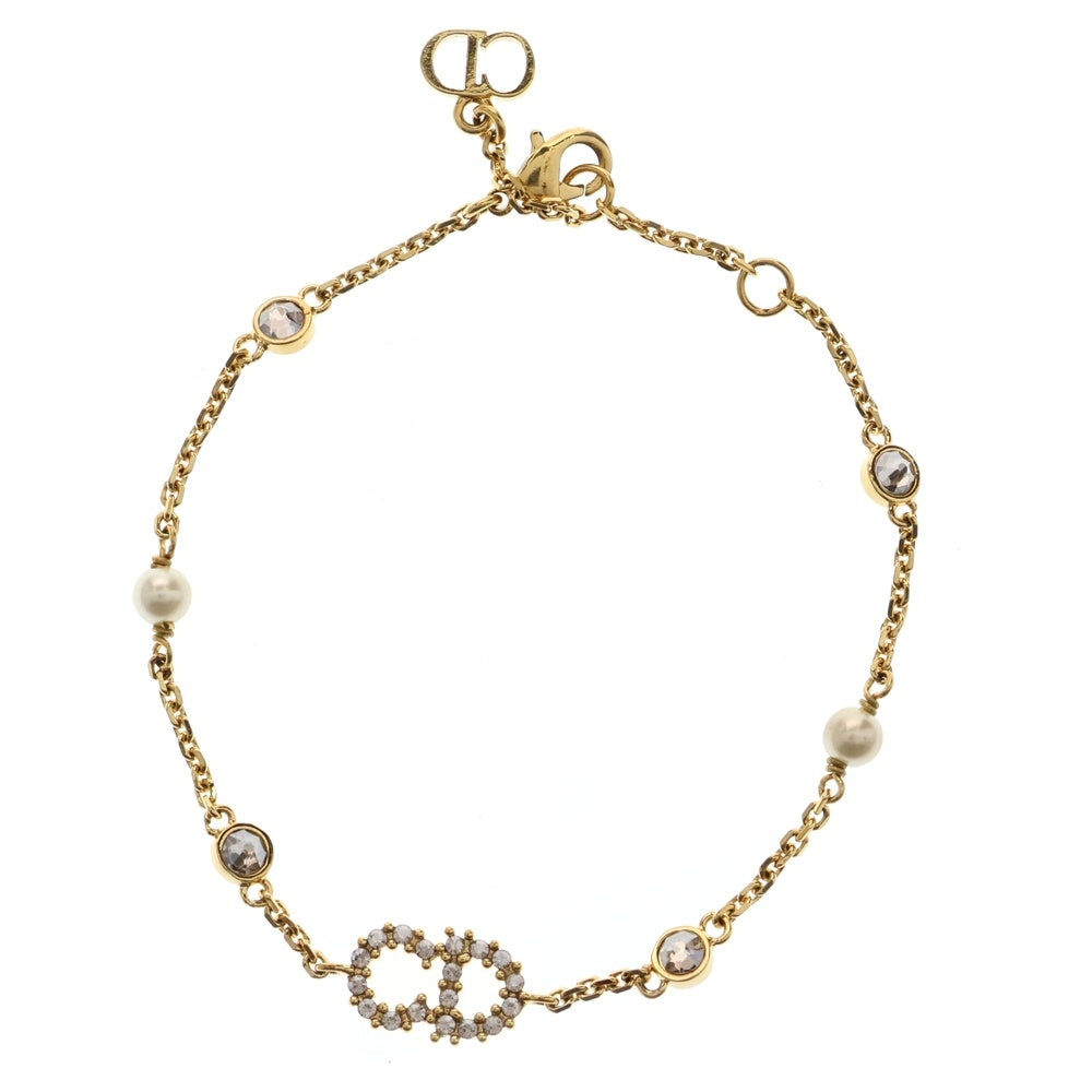 Christian Dior(クリスチャンディオール) CDロゴ ブレスレット ラインストーン フェイクパール GP ゴールド