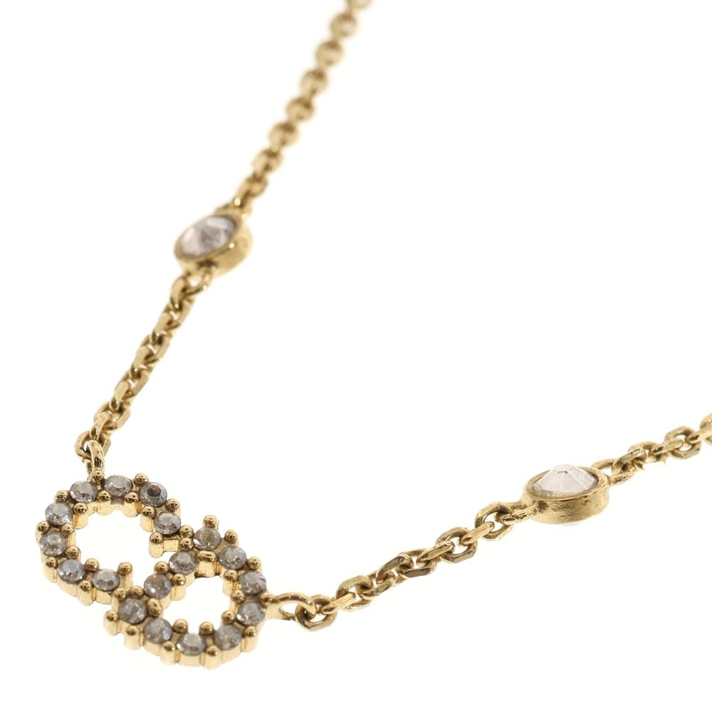 Christian Dior(クリスチャンディオール) CDロゴ クレール ディーリュヌ ネックレス ペンダント ラインストーン フェイクパール GP チェーン ゴールド