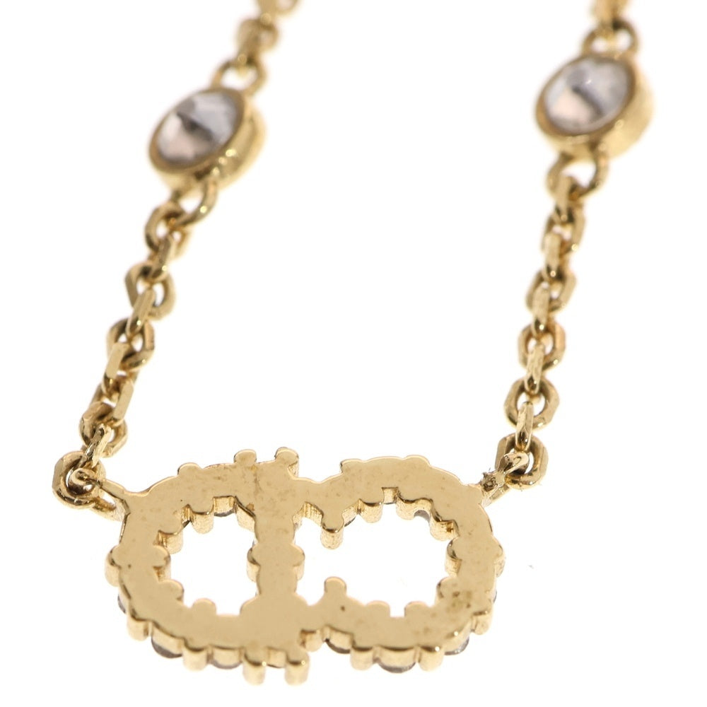 Christian Dior(クリスチャンディオール) CDロゴ クレール ディーリュヌ ネックレス ペンダント ラインストーン フェイクパール GP チェーン ゴールド